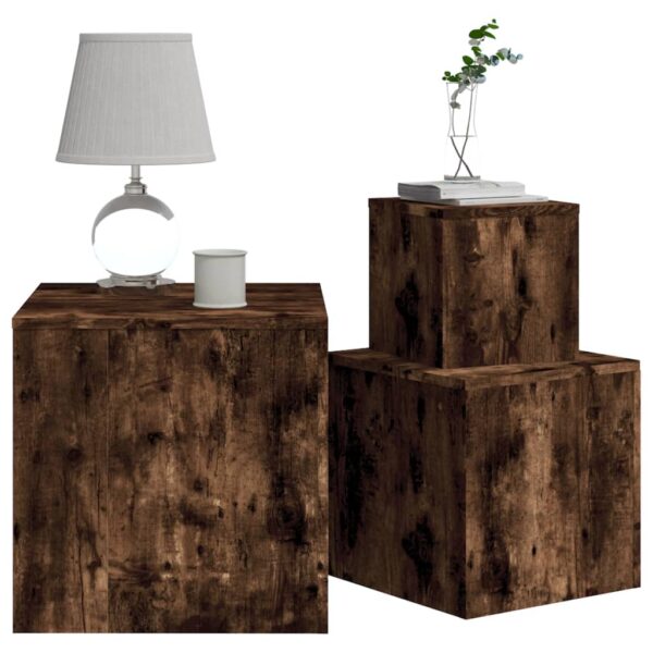 vidaXL Side Tables 3 pcs Smoked Oak Engineered Wood - Image 7