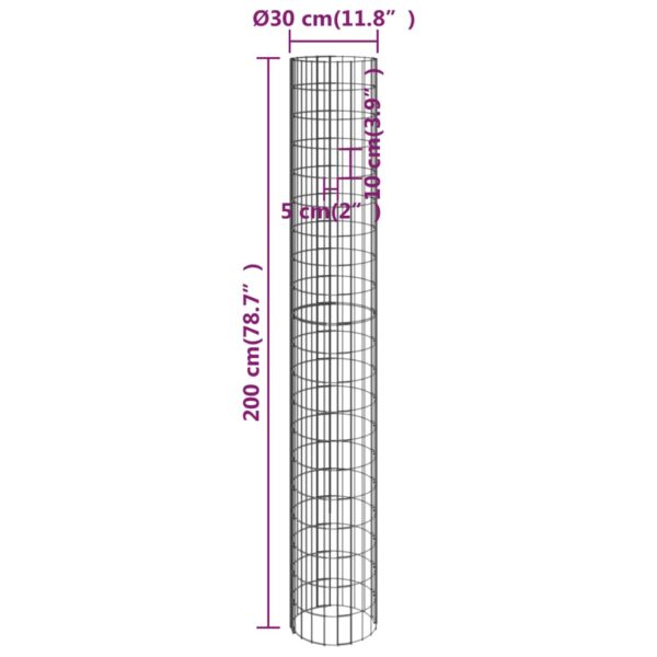 vidaXL Circular Gabion Pole Galvanized Steel Ã˜11.8"x78.7" - Image 6