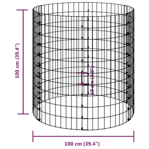 vidaXL Circular Gabion Pole Galvanized Steel Ã˜39.4"x39.4" - Image 7