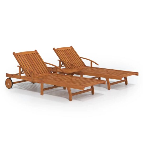 vidaXL 2 Piece Sunlounger Set with Table Solid Wood Acacia - Image 2