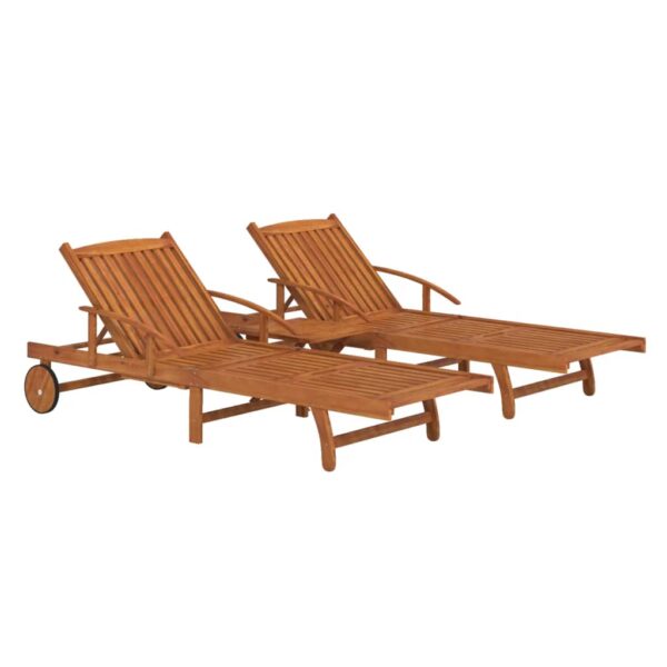 vidaXL 2 Piece Sunlounger Set with Table Solid Wood Acacia - Image 3