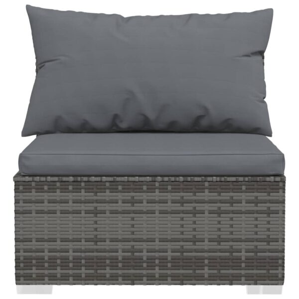 vidaXL Patio Furniture Set 2 Piece with Cushions Poly Rattan Gray - Image 4