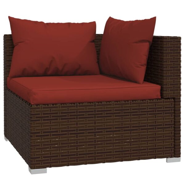 vidaXL Patio Furniture Set 4 Piece with Cushions Poly Rattan Brown - Image 3