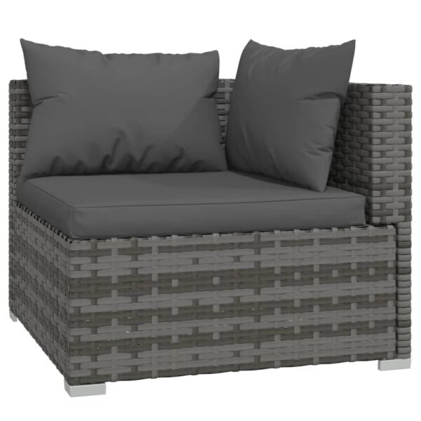 vidaXL 5 Piece Patio Lounge Set with Cushions Poly Rattan Gray - Image 3