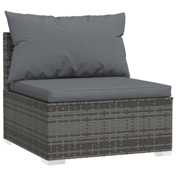 vidaXL 4 Piece Patio Lounge Set with Cushions Poly Rattan Gray - Image 3