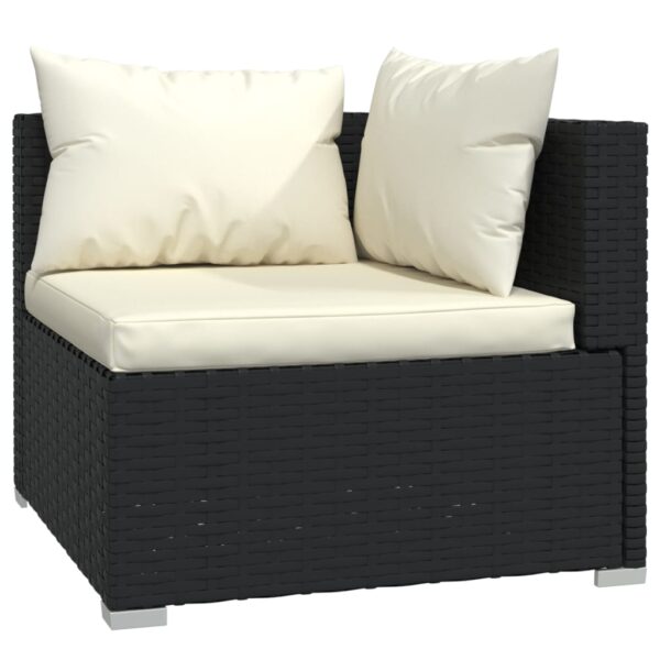 vidaXL 5 Piece Patio Lounge Set with Cushions Poly Rattan Black - Image 3