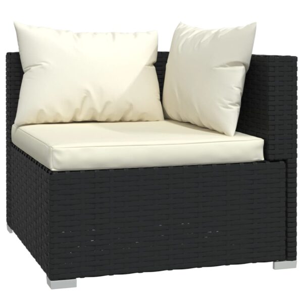 vidaXL 4 Piece Patio Lounge Set with Cushions Poly Rattan Black - Image 3