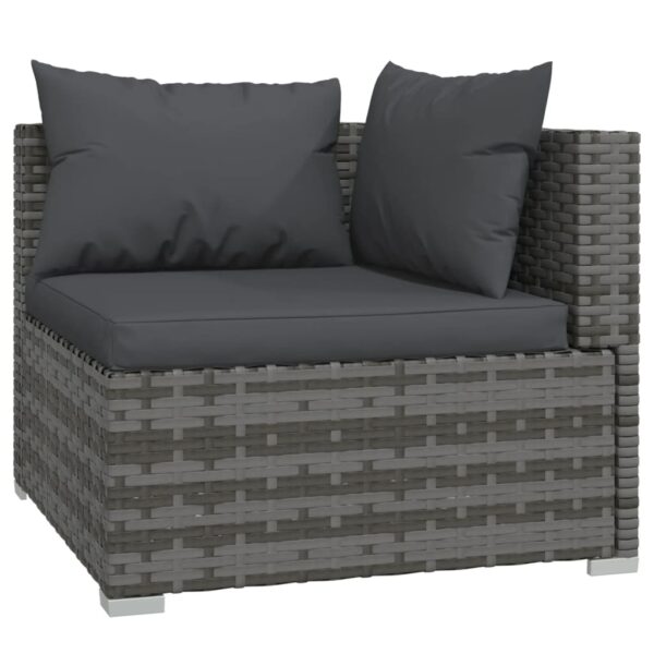 vidaXL 6 Piece Patio Lounge Set with Cushions Poly Rattan Gray - Image 4