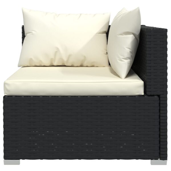 vidaXL 7 Piece Patio Lounge Set with Cushions Poly Rattan Black - Image 3