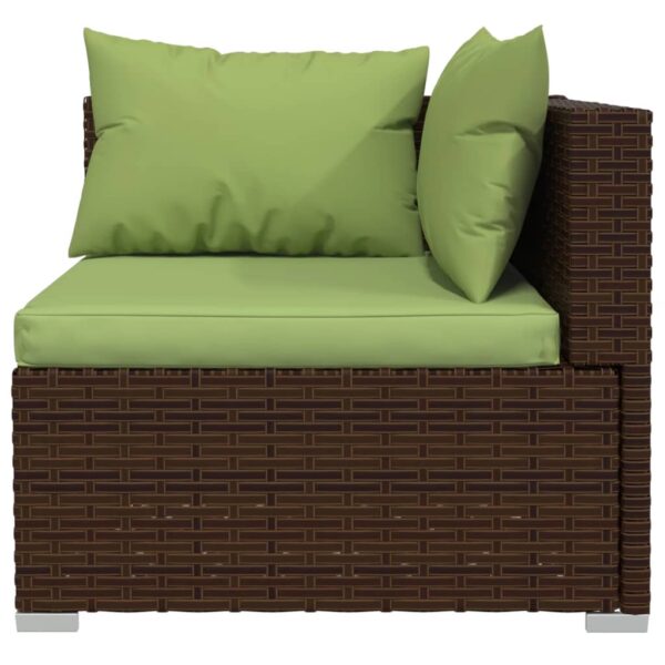 vidaXL 7 Piece Patio Lounge Set with Cushions Poly Rattan Brown - Image 3