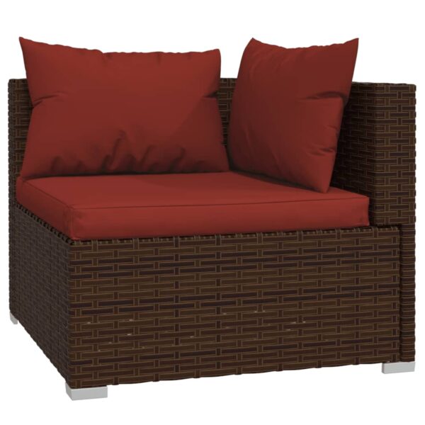 vidaXL 6 Piece Patio Lounge Set with Cushions Poly Rattan Brown - Image 4