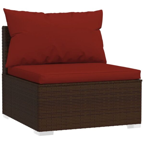 vidaXL 9 Piece Patio Lounge Set with Cushions Poly Rattan Brown - Image 3