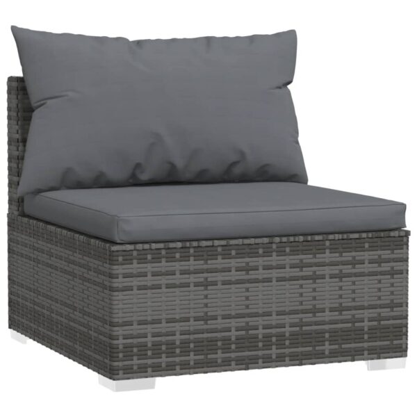 vidaXL 9 Piece Patio Lounge Set with Cushions Poly Rattan Gray - Image 3