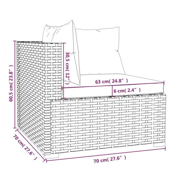 vidaXL 7 Piece Patio Lounge Set with Cushions Gray Poly Rattan - Image 6