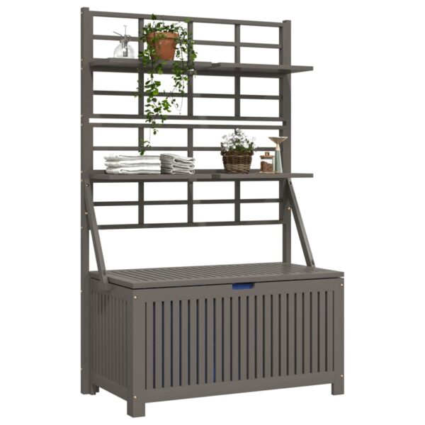 vidaXL Storage Box with Trellis Gray 39"x19.7"x63" Solid Wood Acacia - Image 3