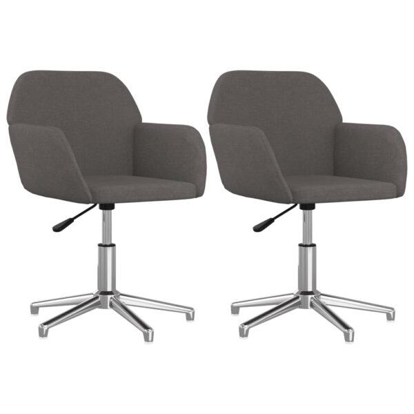 vidaXL Swivel Dining Chairs 2 pcs Dark Gray Fabric - Image 2