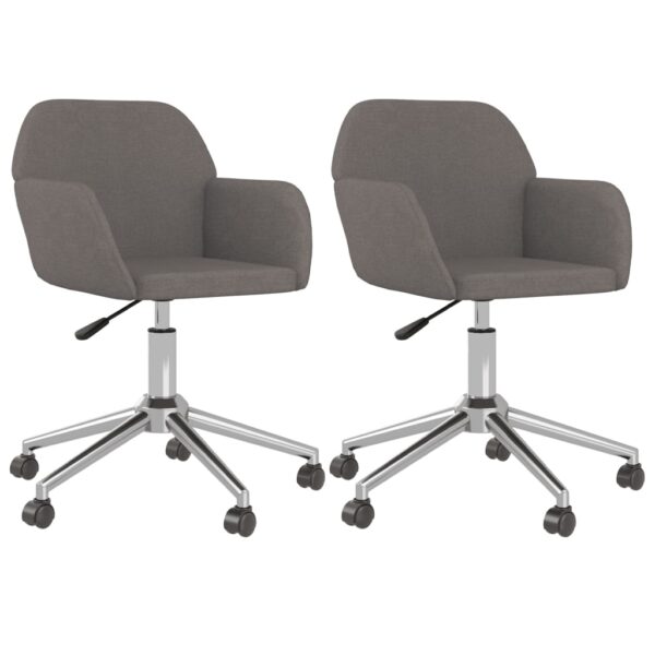 vidaXL Swivel Dining Chairs 2 pcs Dark Gray Fabric - Image 2