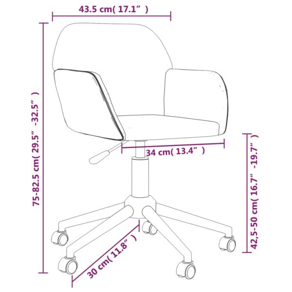 vidaXL Swivel Dining Chairs 2 pcs Dark Gray Fabric - Image 10