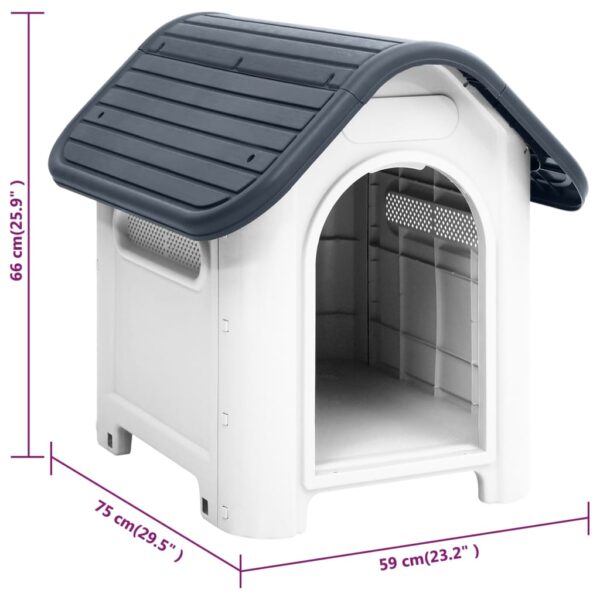 vidaXL Dog House Gray 23.2"x29.5"x26" Polypropylene - Image 8