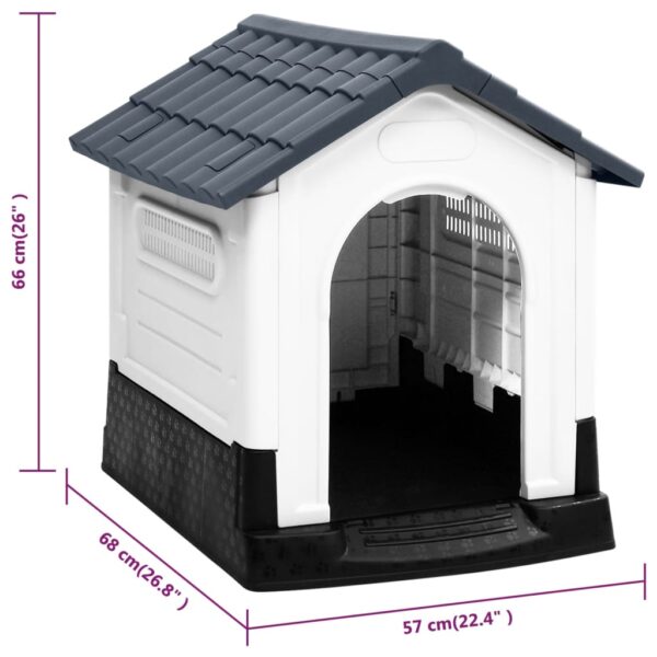 vidaXL Dog House Gray 22.4"x26.8"x26" Polypropylene - Image 8