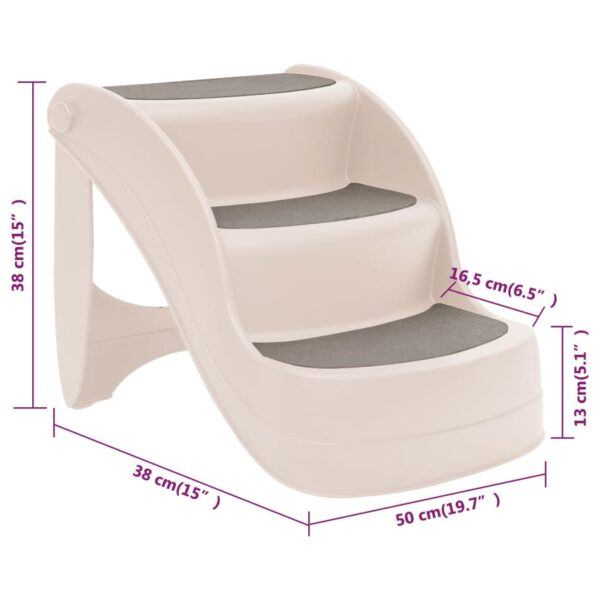 vidaXL Folding 3-Step Dog Stairs Cream 19.7"x15"x15" Plastic - Image 9