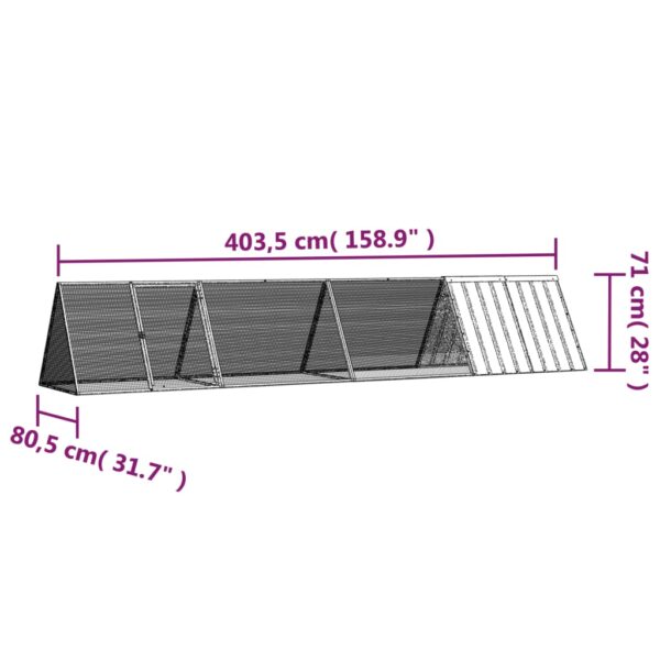 vidaXL Rabbit Cage Anthracite 158.9"x31.7"x28" Galvanized Steel - Image 6