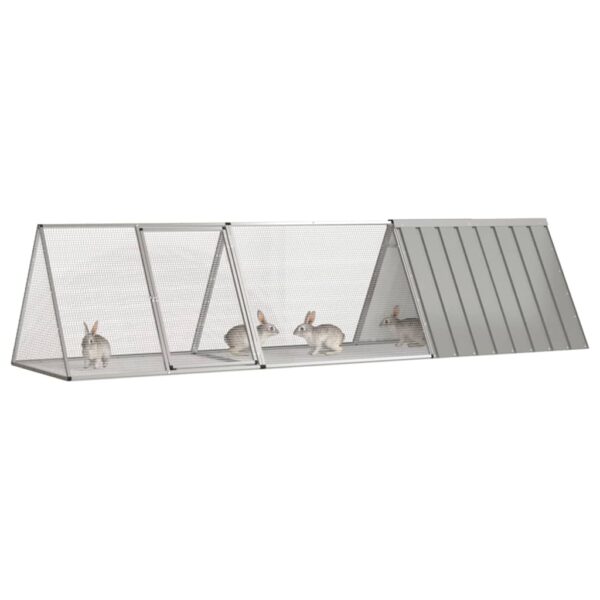 vidaXL Rabbit Cage Gray 119.1"x31.7"x28" Galvanized Steel - Image 2