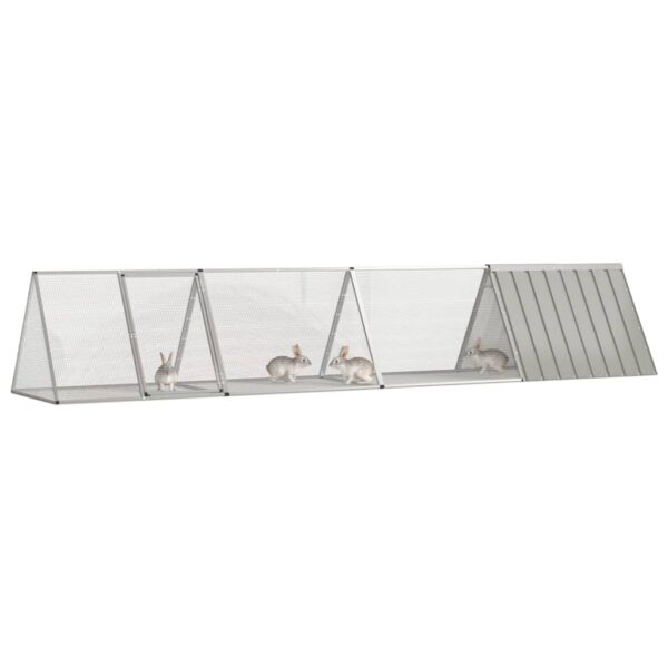 vidaXL Rabbit Cage Gray 158.9"x31.7"x28" Galvanized Steel - Image 2