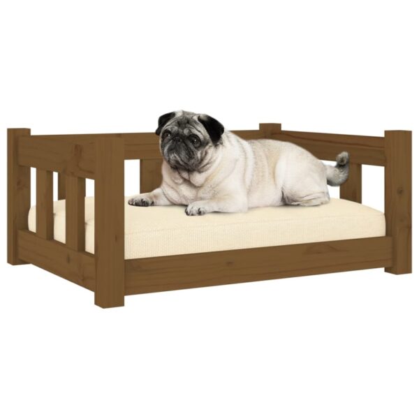 vidaXL Dog Bed Honey Brown 25.8"x19.9"x11" Solid Wood Pine - Image 3