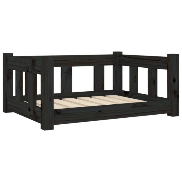 vidaXL Dog Bed Black 25.8"x19.9"x11" Solid Wood Pine - Image 2