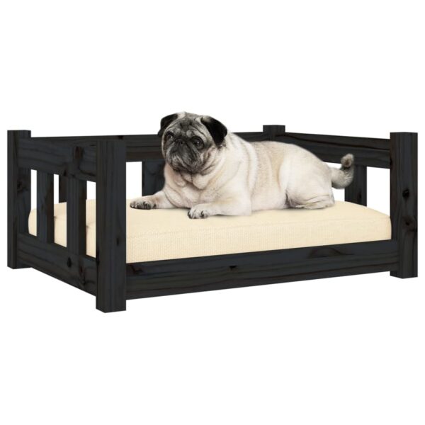 vidaXL Dog Bed Black 25.8"x19.9"x11" Solid Wood Pine - Image 3