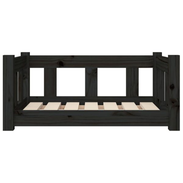 vidaXL Dog Bed Black 25.8"x19.9"x11" Solid Wood Pine - Image 4