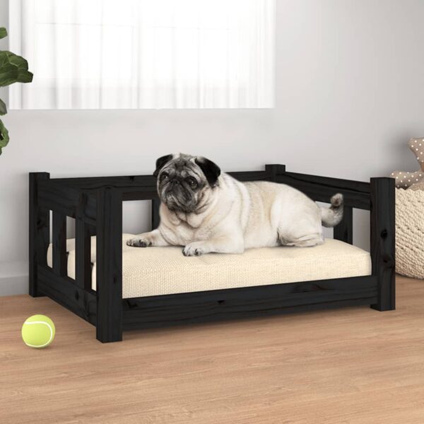 vidaXL Dog Bed Black 25.8"x19.9"x11" Solid Wood Pine