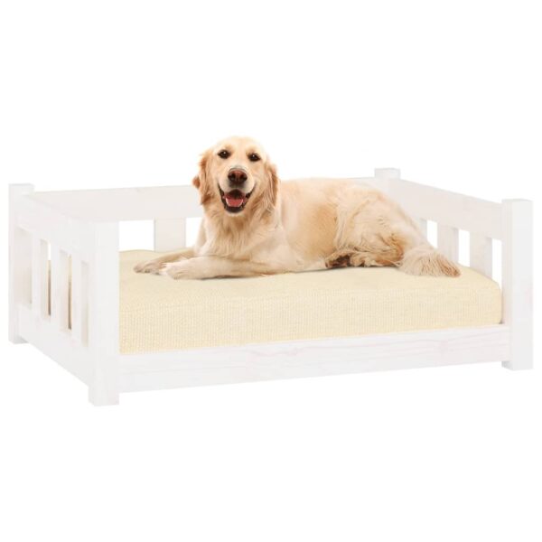 vidaXL Dog Bed White 29.7"x21.9"x11" Solid Wood Pine - Image 3