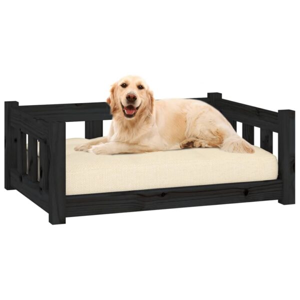 vidaXL Dog Bed Black 29.7"x21.9"x11" Solid Wood Pine - Image 3