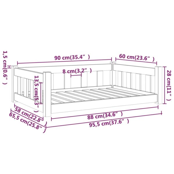 vidaXL Dog Bed 37.6"x25.8"x11" Solid Wood Pine - Image 7