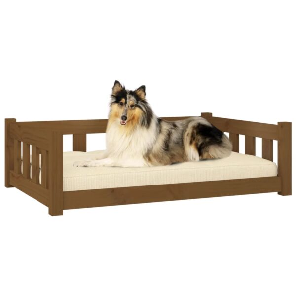 vidaXL Dog Bed Honey Brown 37.6"x25.8"x11" Solid Wood Pine - Image 3