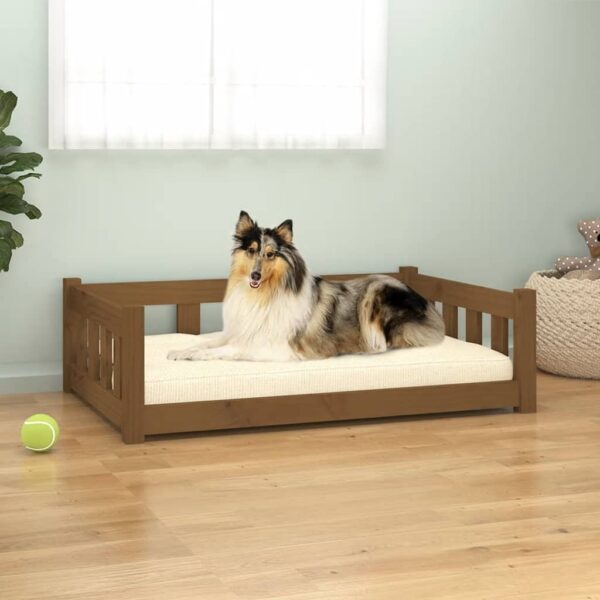 vidaXL Dog Bed Honey Brown 37.6"x25.8"x11" Solid Wood Pine