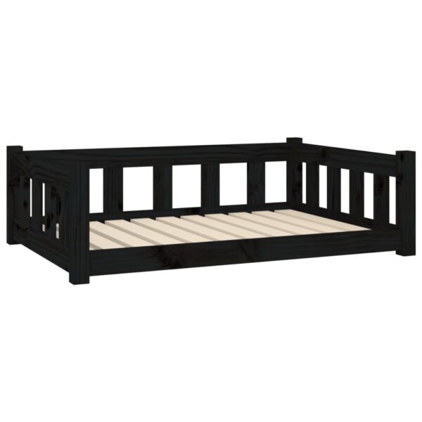 vidaXL Dog Bed Black 37.6"x25.8"x11" Solid Wood Pine - Image 2