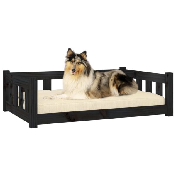 vidaXL Dog Bed Black 37.6"x25.8"x11" Solid Wood Pine - Image 3