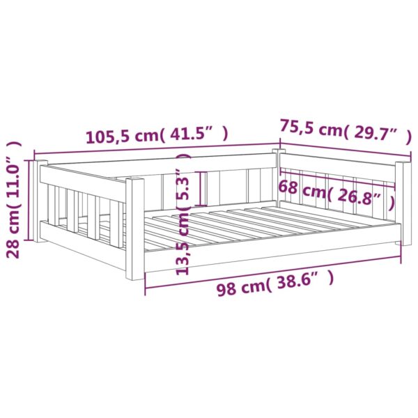 vidaXL Dog Bed White 41.5"x29.7"x11" Solid Wood Pine - Image 7