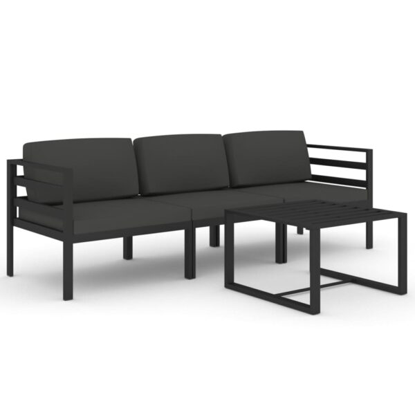 vidaXL 4 Piece Patio Lounge Set with Cushions Aluminum Anthracite - Image 2