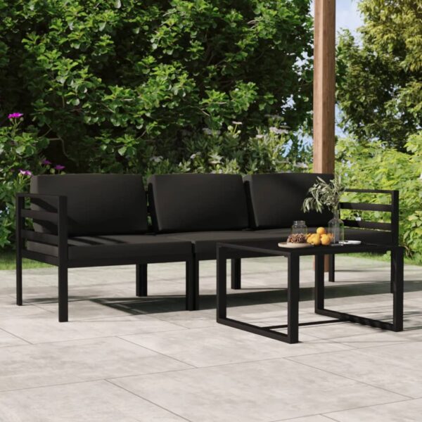 vidaXL 4 Piece Patio Lounge Set with Cushions Aluminum Anthracite