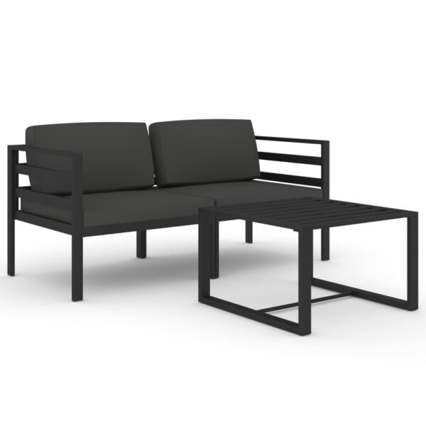 vidaXL 3 Piece Patio Lounge Set with Cushions Aluminum Anthracite - Image 2