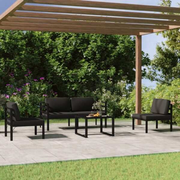 vidaXL 5 Piece Patio Lounge Set with Cushions Aluminum Anthracite