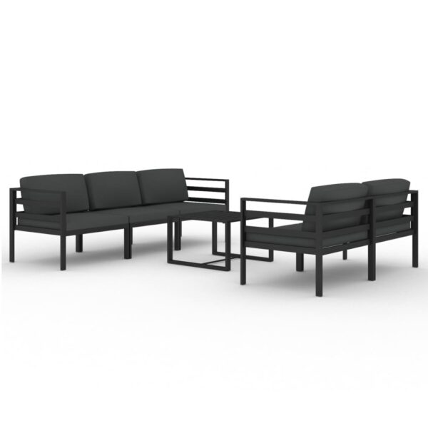 vidaXL 6 Piece Patio Lounge Set with Cushions Aluminum Anthracite - Image 2