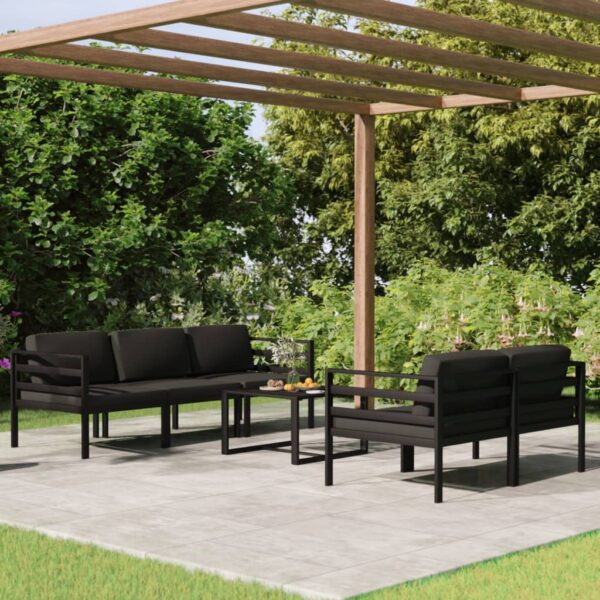 vidaXL 6 Piece Patio Lounge Set with Cushions Aluminum Anthracite