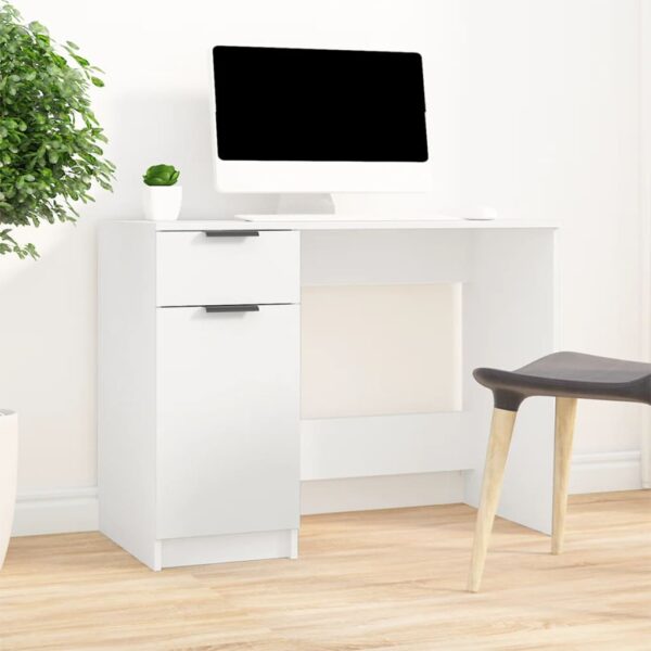 vidaXL Desk White 39.4"x19.7"x29.5" Engineered Wood - Image 3