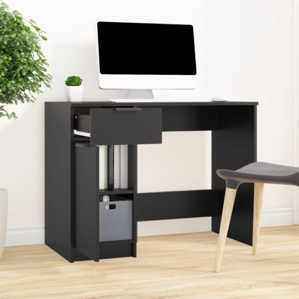 vidaXL Desk Black 39.4"x19.7"x29.5" Engineered Wood - Image 3