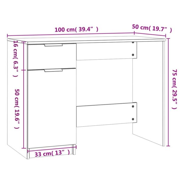 vidaXL Desk Black 39.4"x19.7"x29.5" Engineered Wood - Image 10